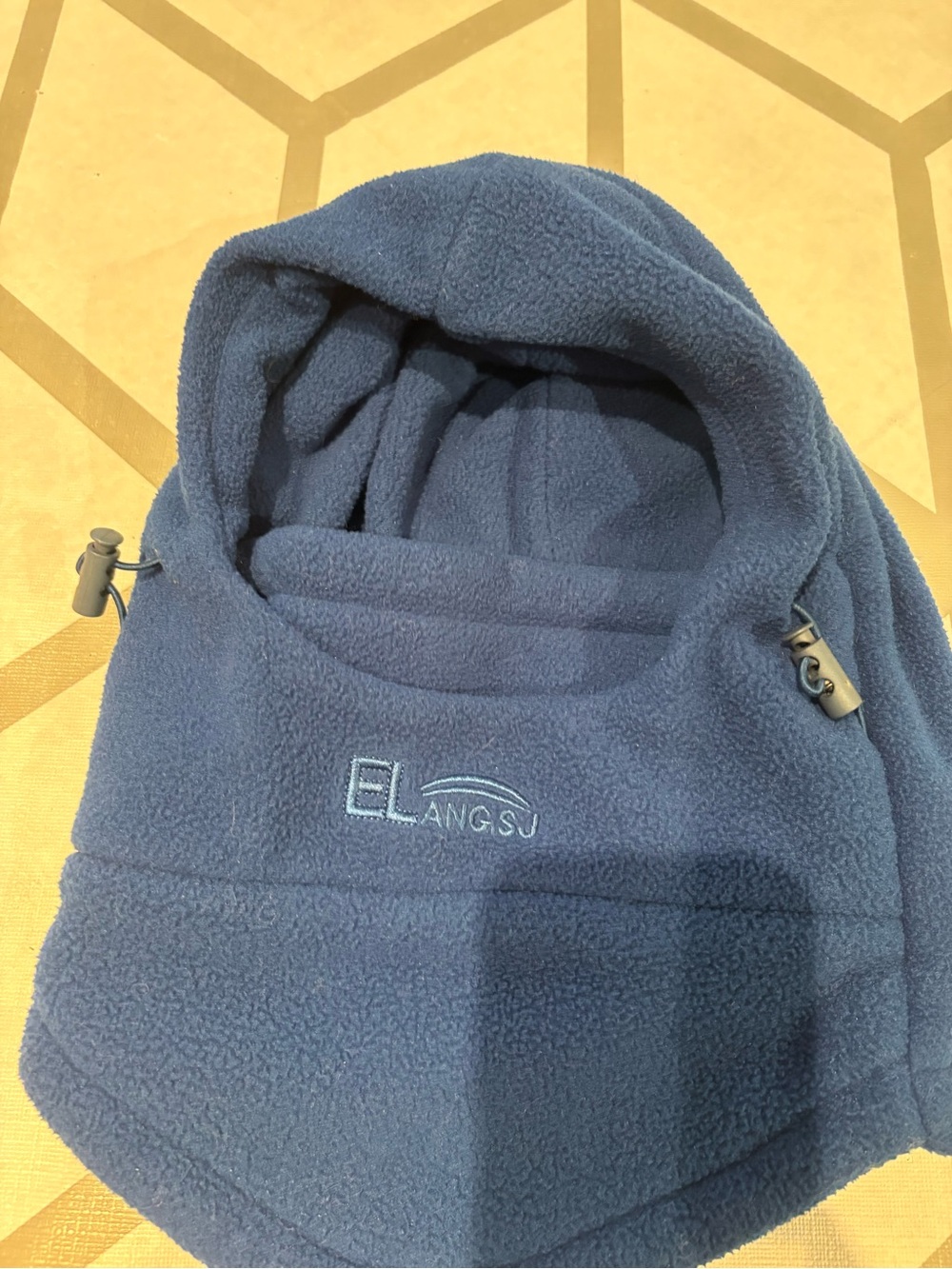 Elan Kids Navy Fleece Hooded Neck Warmer with Drawcords